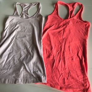 Lulu tanks: light pink and coral pink